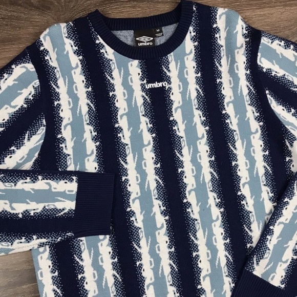 Umbro Striped Sweater Men Sz L Navy and White - Picture 8 of 12